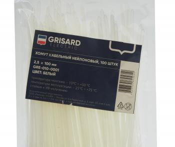 41 р. Хомут-стяжка 100х2.5 пластик белый (100шт.) GRISARD ELECTRIC GRISARD ELECTRIC gre-010-0001  с доставкой в г. Майкоп. Увеличить фотографию 2
