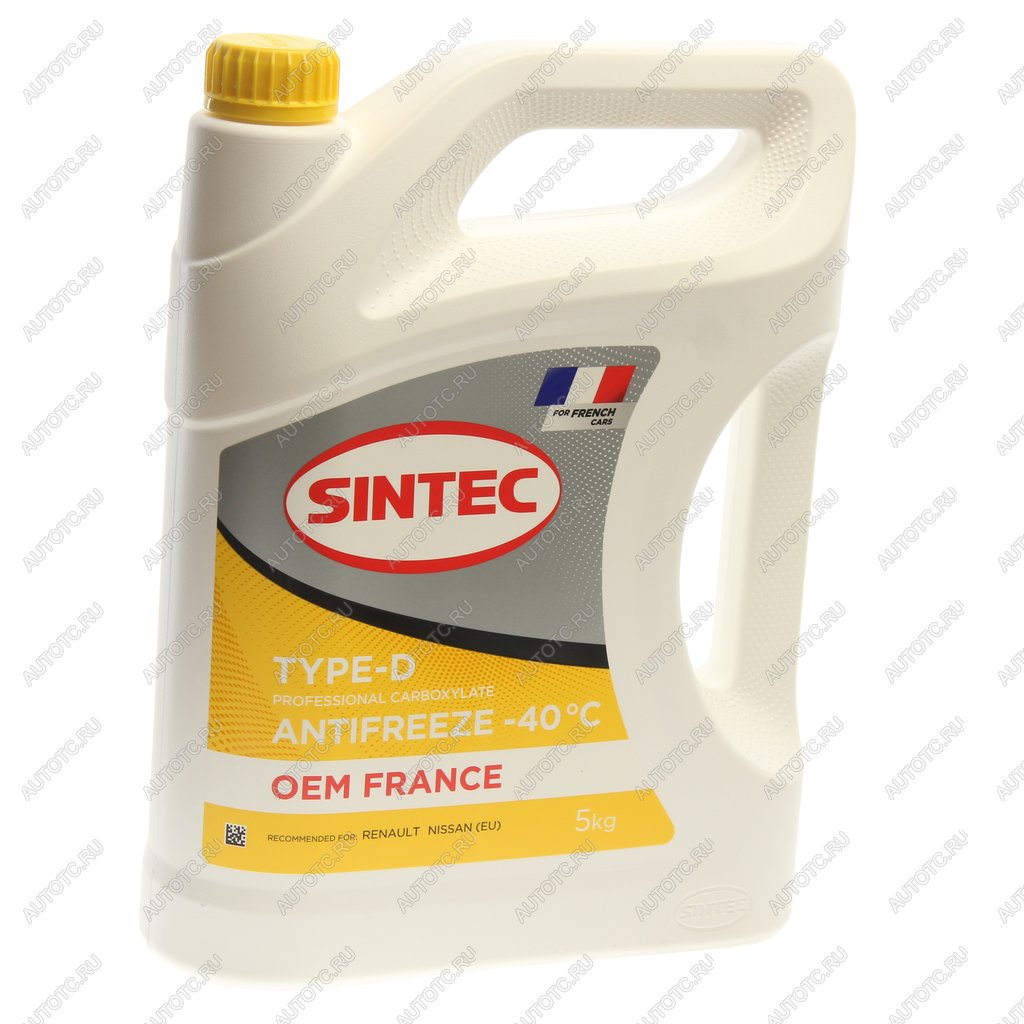 1 399 р. Антифриз желтый -40C 5кг OEM France Type-D SINTEC SINTEC 6145014  с доставкой в г. Майкоп