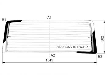8 799 р. Стекло заднее (Цвет зеленый Обогрев) Volkswagen Transporter 15-  California 15-22  Caravelle 15- XYG 8579BGNV1R RW/H/X  с доставкой в г. Майкоп. Увеличить фотографию 1