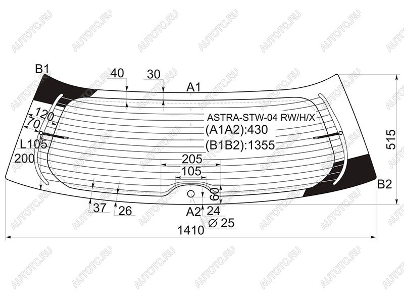 9 749 р. Стекло заднее (Цвет зеленый Обогрев) Opel Astra 04-13  Astra Family 11-14 XYG ASTRA-STW-04 RW/H/X  с доставкой в г. Майкоп