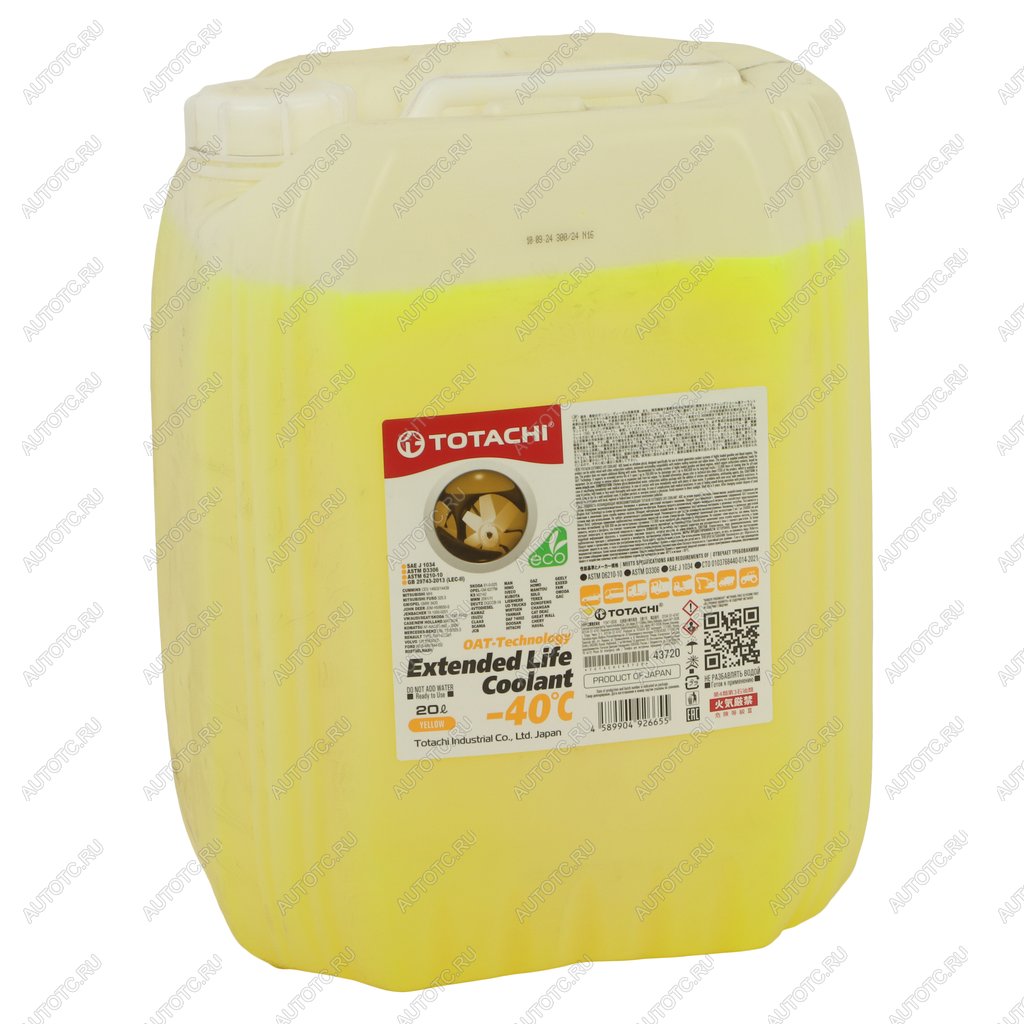4 499 р. Антифриз желтый -40C 20л D6210 ELC YELLOW TOTACHI TOTACHI 43720  с доставкой в г. Майкоп
