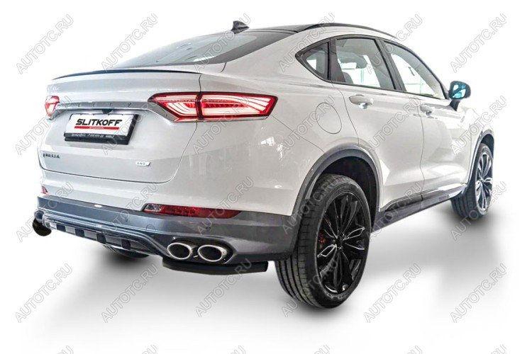4 999 р. Защита заднего бампера уголки d57 Slitkoff  Geely Tugella  FY11,HPBA4 (2022-2025) рестайлинг ( Сталь с полимерным покрытием в цвет черный)  с доставкой в г. Майкоп