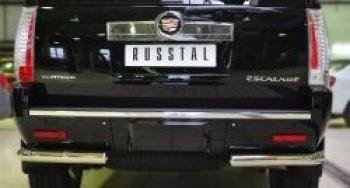 Защита заднего бампера уголки d57 (секции) Slitkoff Cadillac Escalade  GMT926 джип 5 дв. (2006-2014) короткая база (нержавейка полированная)