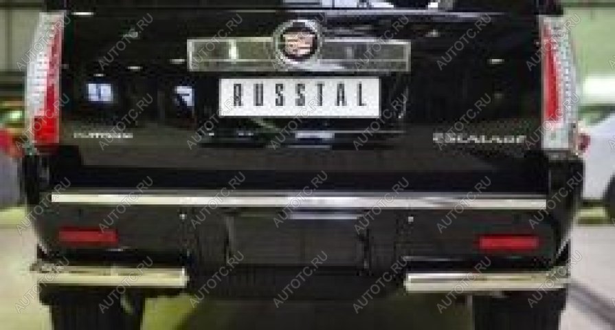 14 999 р. Защита заднего бампера уголки d57 (секции) Slitkoff  Cadillac Escalade  GMT926 джип 5 дв. (2006-2014) короткая база (нержавейка полированная)  с доставкой в г. Майкоп