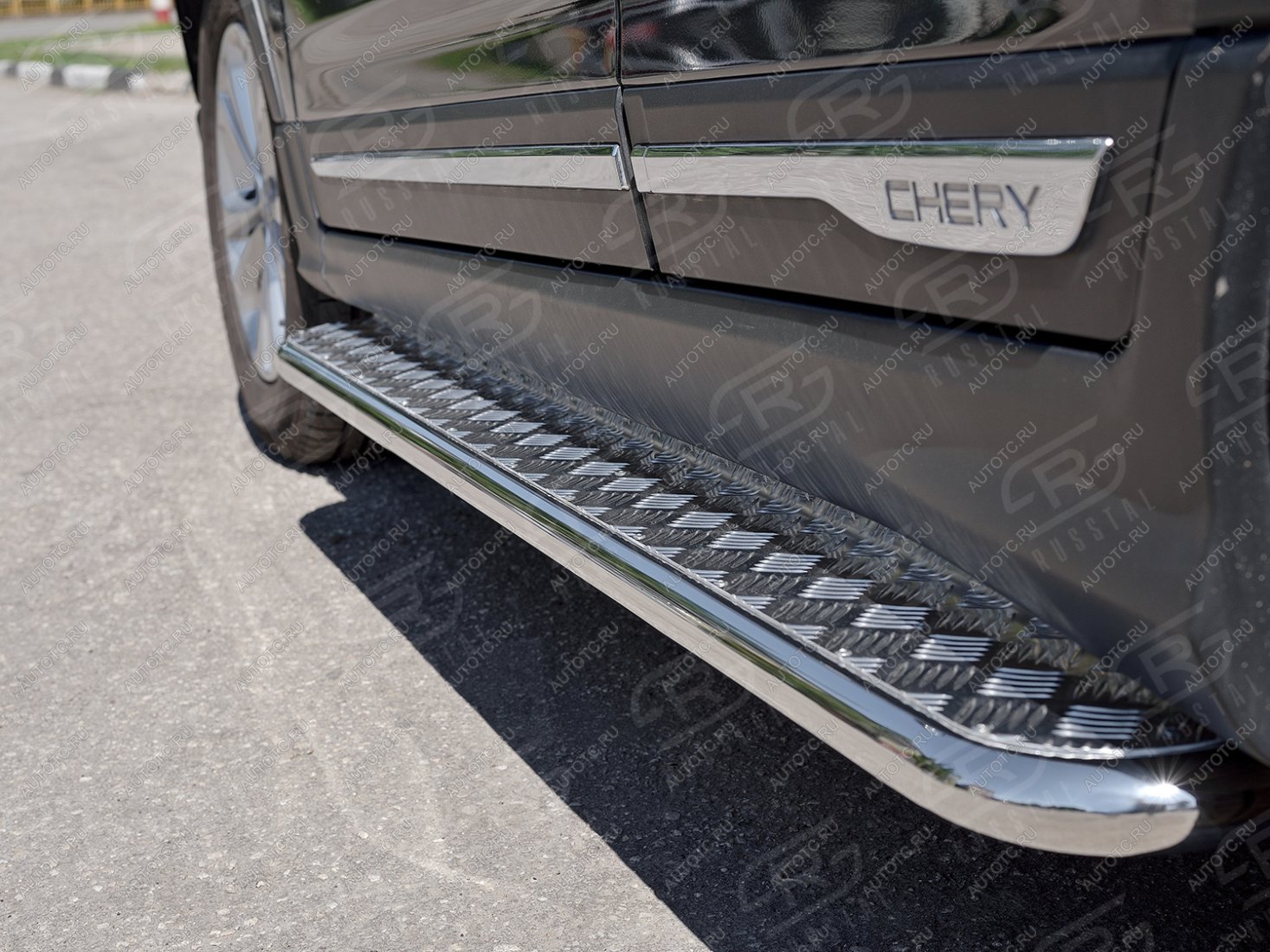 22 999 р. Пороги труба SLITKOFF  Chery Tiggo 5  (T21) (2014-2017) дорестайлинг (d42 мм)  с доставкой в г. Майкоп