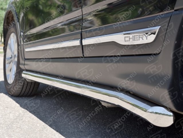 9 749 р. Пороги труба SLITKOFF Chery Tiggo 5 (T21) дорестайлинг (2014-2017) (d57 мм)  с доставкой в г. Майкоп