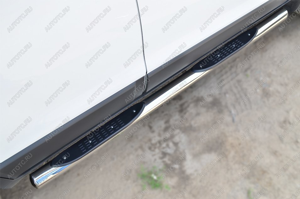 24 549 р. Пороги труба с накладкой SLITKOFF  Chevrolet Captiva (2013-2016) 2-ой рестайлинг (d76 мм)  с доставкой в г. Майкоп