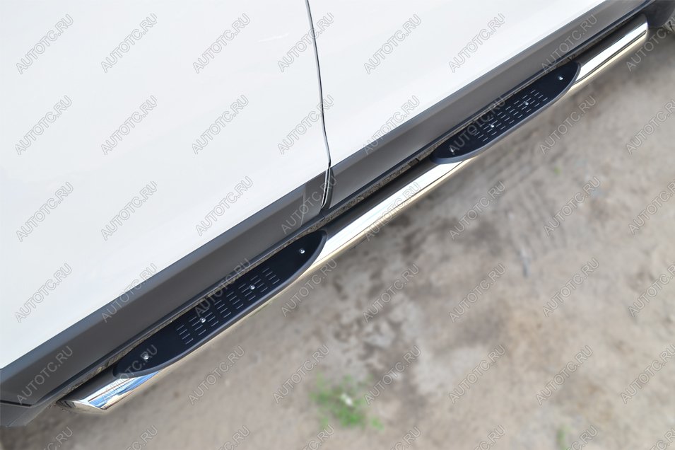 24 549 р. Пороги труба с накладкой SLITKOFF  Chevrolet Captiva (2013-2016) 2-ой рестайлинг (d76 мм)  с доставкой в г. Майкоп
