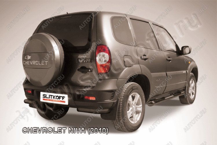 10 249 р. Защита заднего бампера уголки d57 (секции)(BERTONE) Slitkoff  Chevrolet Niva  2123 (2009-2020) рестайлинг (Сталь с полимерным покрытием в цвет черный)  с доставкой в г. Майкоп