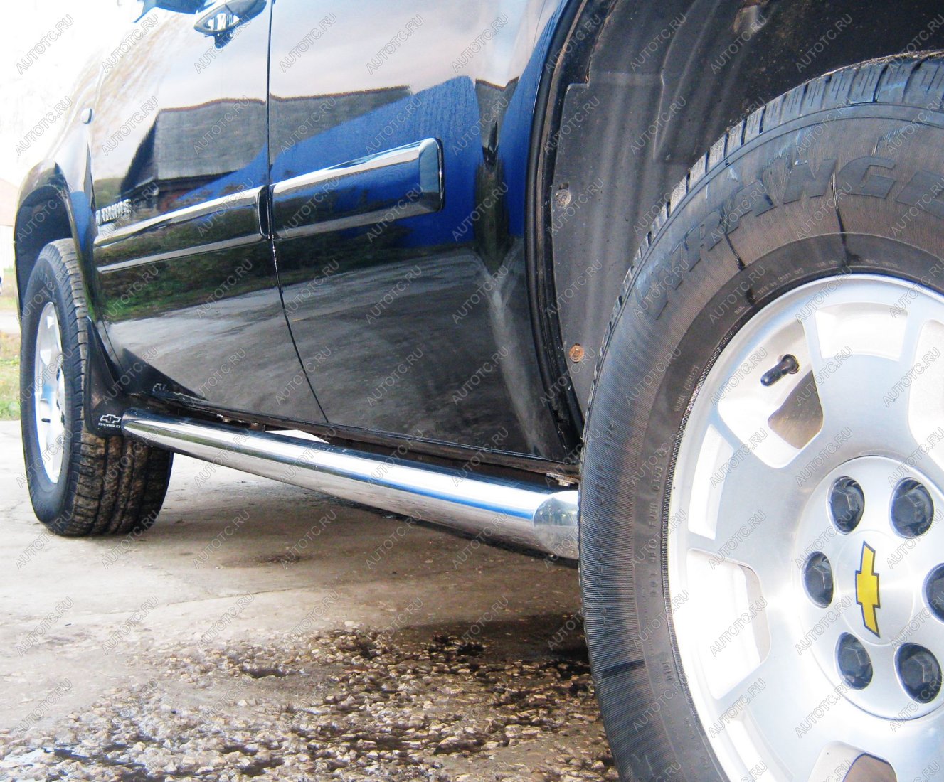 23 799 р. Пороги труба SLITKOFF Chevrolet Tahoe GMT900 5 дв. (2006-2013) (d76 мм)  с доставкой в г. Майкоп