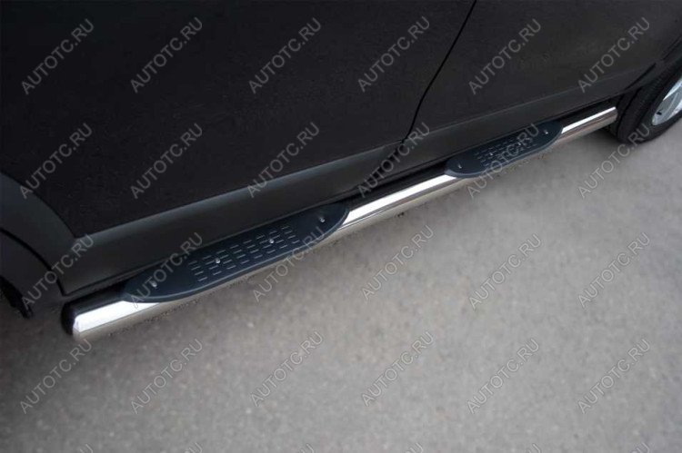 24 549 р. Пороги труба с накладками SLITKOFF  Chevrolet Tahoe  GMT900 (2006-2013) 5 дв. (d76 мм)  с доставкой в г. Майкоп