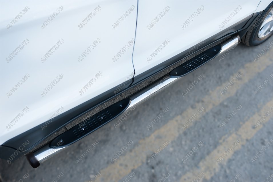 24 799 р. Пороги труба с накладками SLITKOFF Ford EcoSport дорестайлинг (2013-2019) (d76 мм)  с доставкой в г. Майкоп