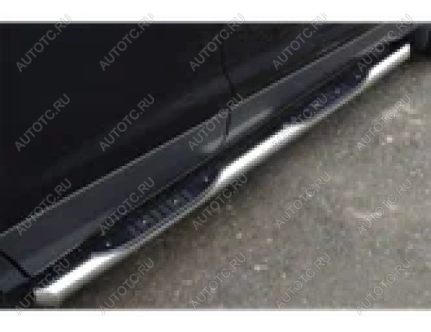 24 549 р. Пороги труба с накладкой SLITKOFF  Ford Kuga  2 (2013-2016) дорестайлинг (d76 мм)  с доставкой в г. Майкоп
