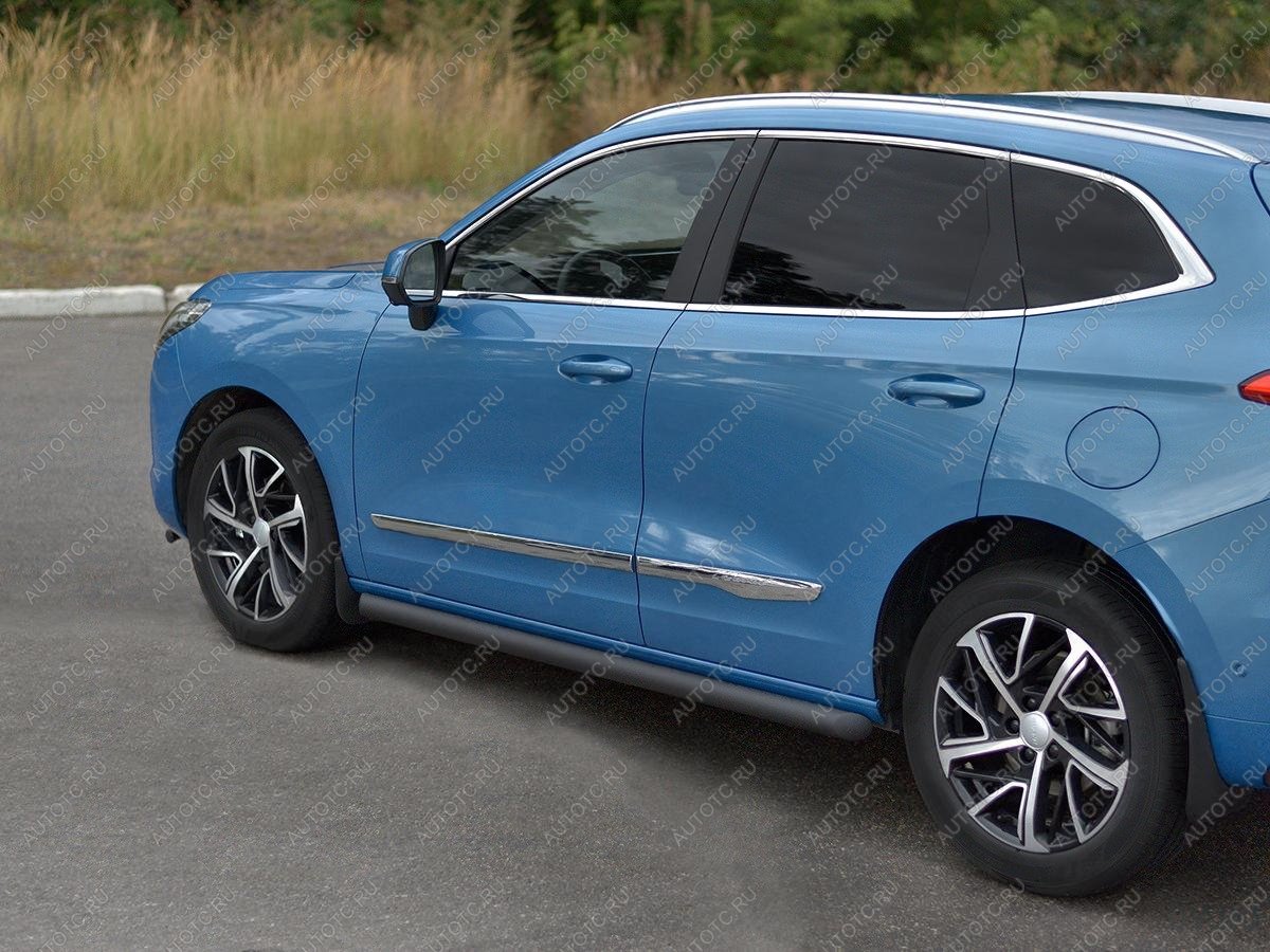 11 749 р. Пороги труба SLITKOFF Haval Jolion дорестайлинг (2020-2024) (нержавейка, торцы - срез под 45 градусов)  с доставкой в г. Майкоп