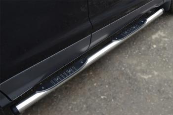 Пороги труба (с накладками) SLITKOFF Hyundai IX35  LM (2009-2013) дорестайлинг