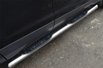 Пороги труба (с накладками) SLITKOFF Hyundai IX35  LM (2009-2013) дорестайлинг