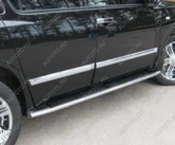 11 999 р. Пороги труба (по колесной базе) SLITKOFF  INFINITI QX56  JA60 (2004-2010) дорестайлинг, рестайлинг (нержавейка, торцы - срез под 45 градусов)  с доставкой в г. Майкоп