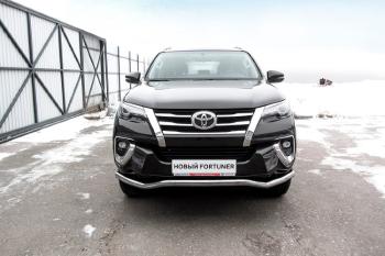 Защита переднего бампера d57 волна (TRD) Slitkoff Toyota Fortuner  AN160 (2020-2025) рестайлинг (нержавейка полированная)