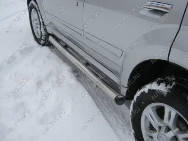 21 649 р. Пороги труба (d76) SLITKOFF Toyota RAV4 XA30 5 дв. 2-ой рестайлинг (2010-2013) (нержавейка, на торцах пластиковые заглушки)  с доставкой в г. Майкоп