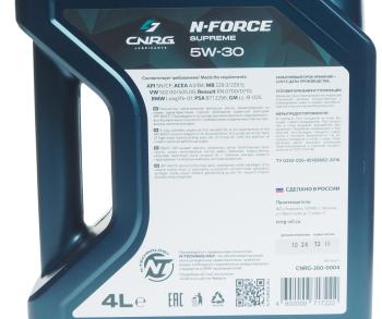 2 099 р. Масло моторное N-Force Supreme SNCFA3B4 5W30 синт.4л CNRG CNRG cnrg-260-0004  с доставкой в г. Майкоп. Увеличить фотографию 3