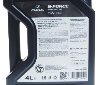 2 199 р. Масло моторное N-Force Special FE SNCFA5B5 5W30 синт.4л CNRG CNRG cnrg-263-0004  с доставкой в г. Майкоп. Увеличить фотографию 3
