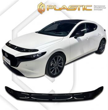 2 799 р. Дефлектор капота CA-Plastic Mazda 3/Axela BP хэтчбэк (2019-2025) (серия Classic черный)  с доставкой в г. Майкоп. Увеличить фотографию 2