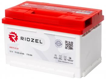 9 299 р. Аккумулятор RIDZEL 75Ач обратная полярность, низкий RIDZEL 6ст75(0) ab075.0lb  с доставкой в г. Майкоп. Увеличить фотографию 1