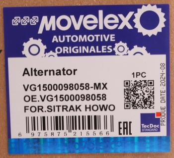11 649 р. Генератор SITRAK HOWO MOVELEX MOVELEX vg1500098058-mx  с доставкой в г. Майкоп. Увеличить фотографию 11