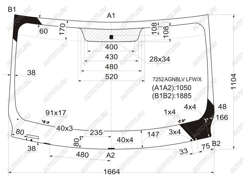 8 399 р. Стекло лобовое Nissan Primastar 02-14  Opel Vivaro 01-14  Renault Trafic 01-14 XYG 7252AGNBLV LFW/X  с доставкой в г. Майкоп