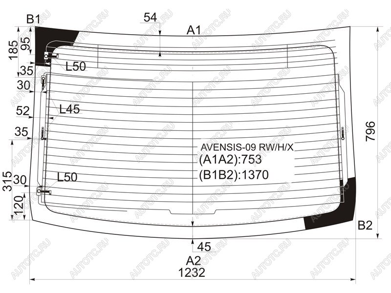 7 999 р. Стекло заднее (Цвет зеленый Обогрев Антенна) Toyota Avensis (T270) 08-18 XYG AVENSIS-09 RW/H/X  с доставкой в г. Майкоп