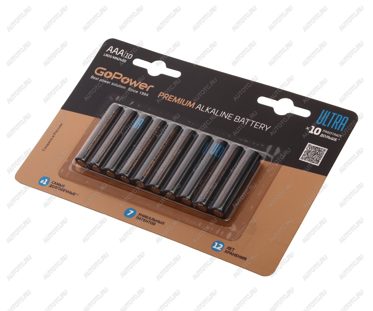 459 р. Батарейка AAA LR03 1.5V блистер 10шт. Alkaline Ultra GOPOWER GOPOWER 00-00026397  с доставкой в г. Майкоп