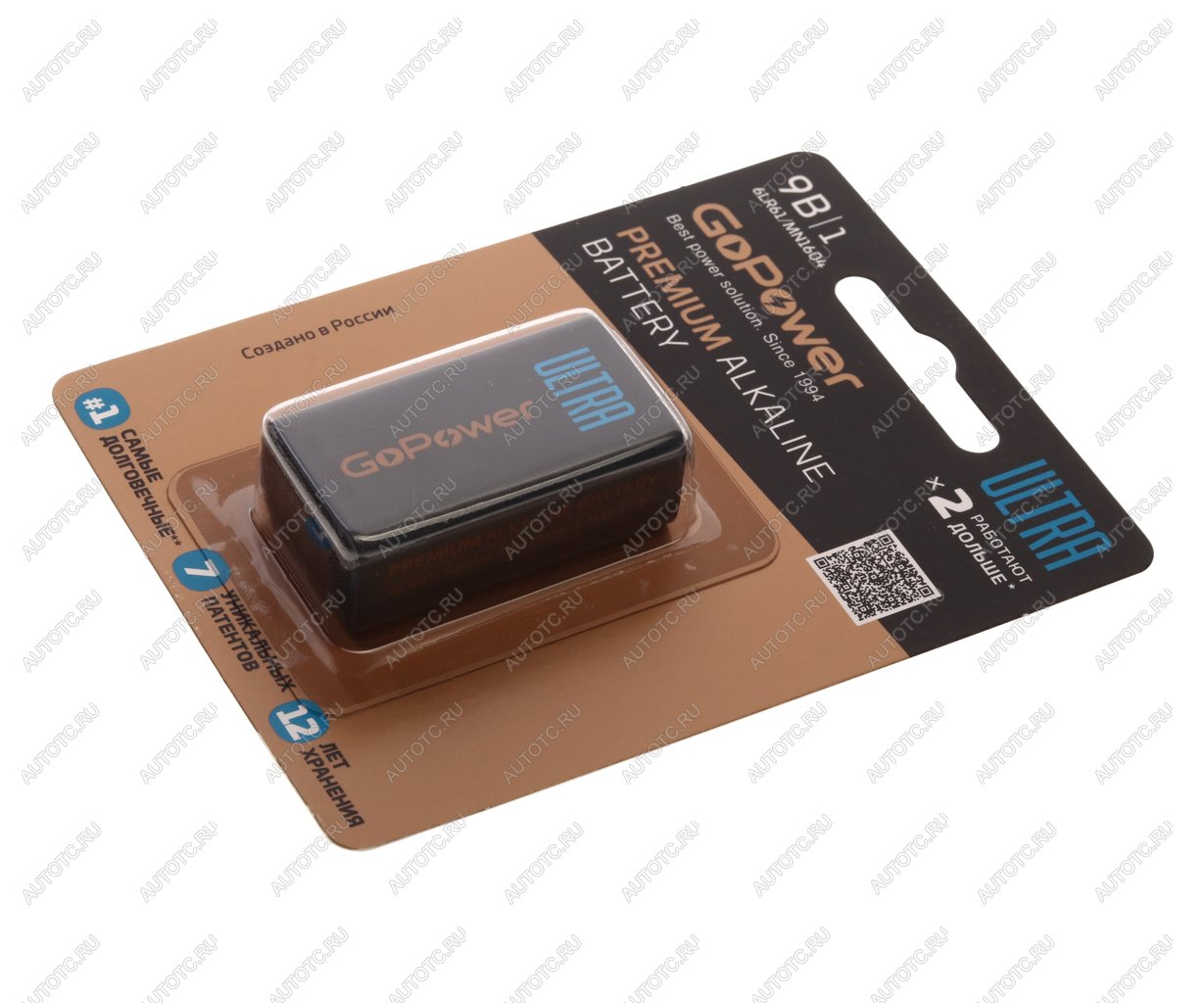 255 р. Батарейка KRONA 6LR61 9V блистер 1шт. Alkaline Ultra GOPOWER GOPOWER 00-00026400  с доставкой в г. Майкоп