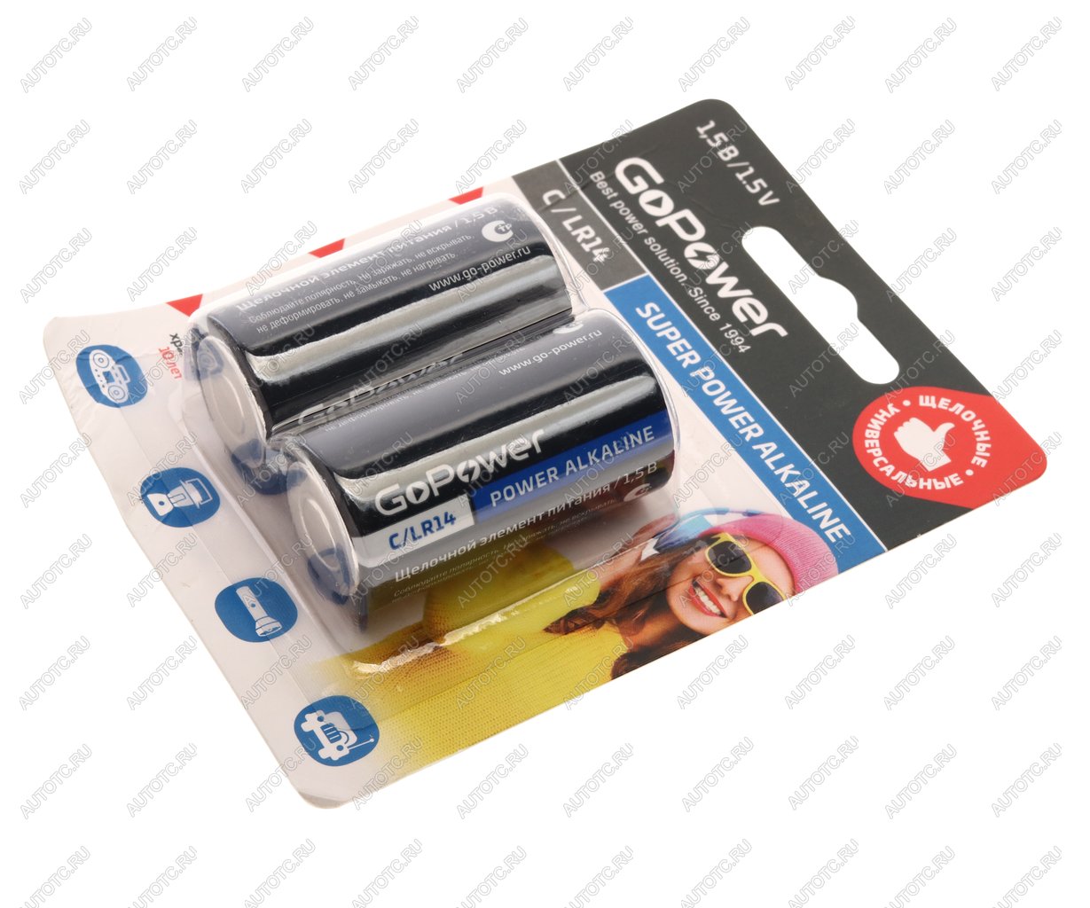 281 р. Батарейка C LR14 1.5V блистер 2шт. Alkaline GOPOWER GOPOWER 00-00017861  с доставкой в г. Майкоп