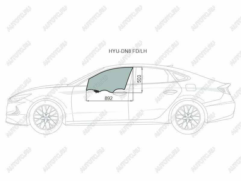 3 699 р. Стекло боковое опускное (Спереди/ Слева/ Цвет зеленый/ Крепления) Hyundai Sonata 19- XYG HYU-DN8 FD/LH, hyudn8fdlh XYG HYU-DN8 FD/LH  с доставкой в г. Майкоп