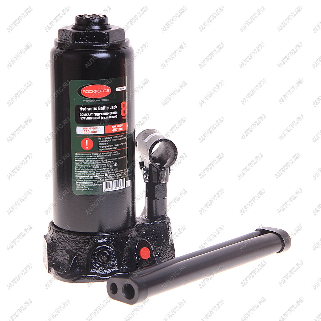 2 449 р. Домкрат бутылочный 8т 190-360мм с клапаном ROCKFORCE ROCKFORCE rf-t90804  с доставкой в г. Майкоп