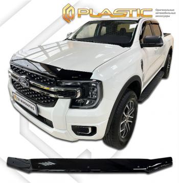 1 899 р. Дефлектор капота CA-Plastiс Ford Ranger SuperCrew (2019-2023) (серия Classic черный)  с доставкой в г. Майкоп. Увеличить фотографию 2