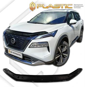 1 999 р. Дефлектор капота CA-Plastiс Nissan X-trail 4 T33 дорестайлинг (2021-2025) (серия Classic черный)  с доставкой в г. Майкоп. Увеличить фотографию 2