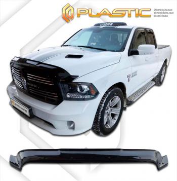 2 399 р. Дефлектор капота (Quad Cab Short Box) CA-Plastiс exclusive  Dodge Ram  DJ, DS (2008-2012) (серия Classic черный, Без надписи )  с доставкой в г. Майкоп. Увеличить фотографию 2