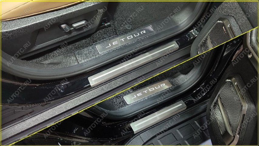 3 499 р. Накладки на пороги (лист шлифованный с полосой) 4шт  jetourt22401  с доставкой в г. Майкоп