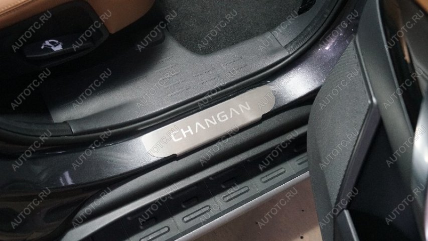 2 269 р. Накладки на пороги задние (лист шлифованный надпись Changan) 2шт  chancs95new2401  с доставкой в г. Майкоп