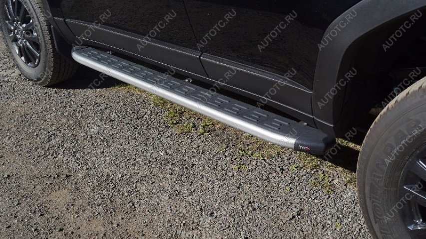22 999 р. Пороги алюминиевые с пластиковой накладкой ТСС Тюнинг  Toyota Land Cruiser Prado  J250 (2023-2025) (карбон серебро)  с доставкой в г. Майкоп