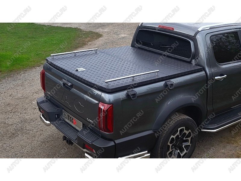 12 199 р. Рейлинг длинный (комплект) ТСС Тюнинг  JAC T9 (2021-2025) Pickup Double Cab (нержавеющая сталь)  с доставкой в г. Майкоп