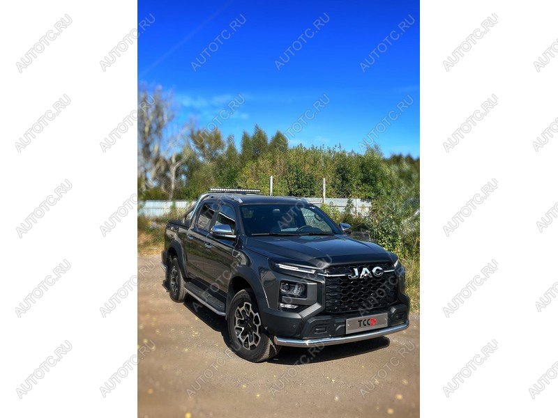 25 549 р. Защита передняя нижняя d76.1 мм ТСС Тюнинг  JAC T9 (2021-2025) Pickup Double Cab (нержавейка)  с доставкой в г. Майкоп
