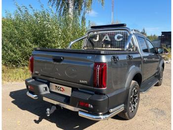 Защита задняя уголки двойные d76.1*42.4 ТСС Тюнинг JAC T9 (2021-2025) Pickup Double Cab (нержавейка)