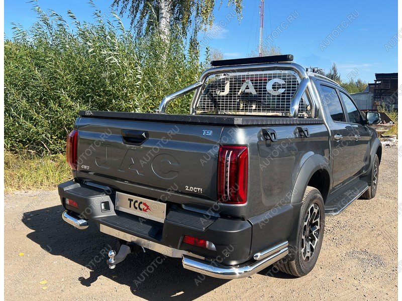 32 999 р. Защита задняя уголки двойные d76.1*42.4 ТСС Тюнинг  JAC T9 (2021-2025) Pickup Double Cab (нержавейка)  с доставкой в г. Майкоп
