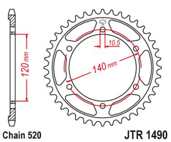 2 869 р. Звезда цепного привода JTR1490 42  jtr1490.42  с доставкой в г. Майкоп. Увеличить фотографию 1
