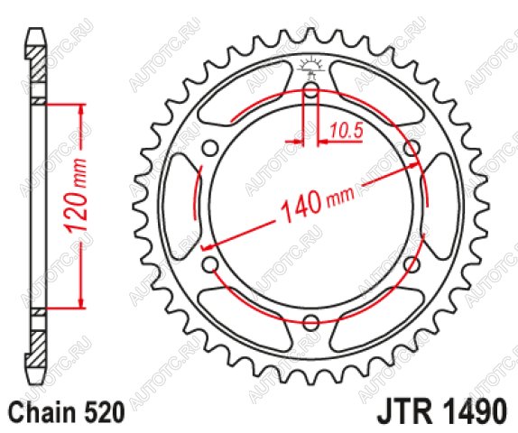 2 869 р. Звезда цепного привода JTR1490 42  jtr1490.42  с доставкой в г. Майкоп