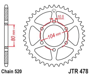 3 099 р. Звезда цепного привода JTR478 46ZBK  jtr478.46zbk  с доставкой в г. Майкоп. Увеличить фотографию 1