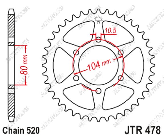 3 099 р. Звезда цепного привода JTR478 46ZBK  jtr478.46zbk  с доставкой в г. Майкоп