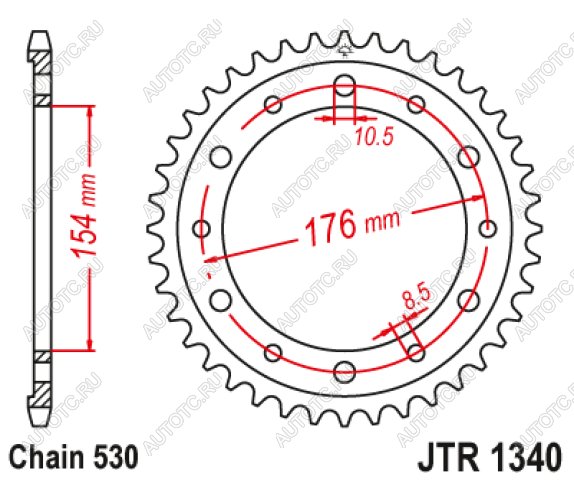 3 599 р. Звезда цепного привода JTR1340 43ZBK  jtr1340.43zbk  с доставкой в г. Майкоп